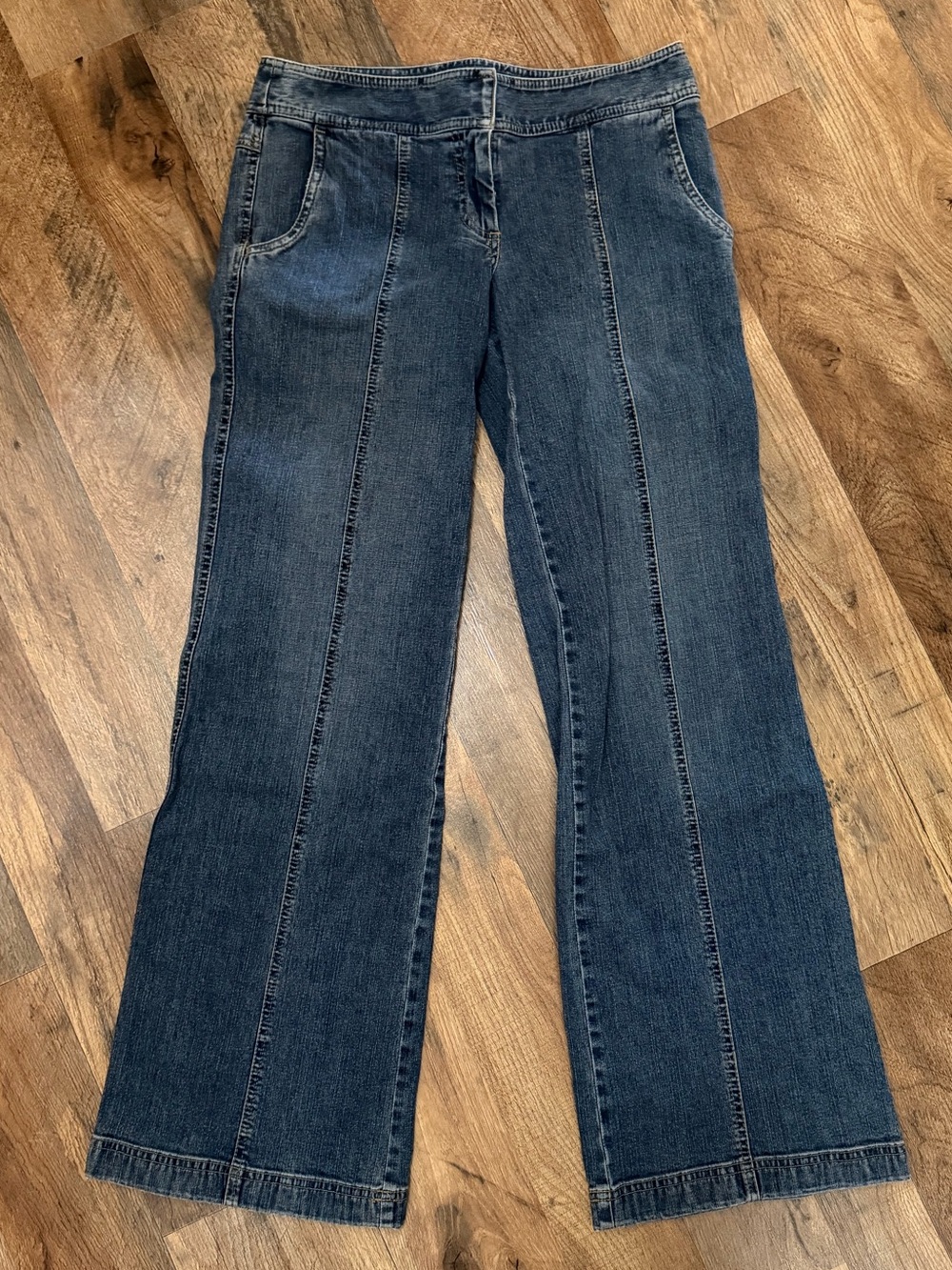 Ann Taylor Wide-Leg Seamed Jeans - Medium Wash